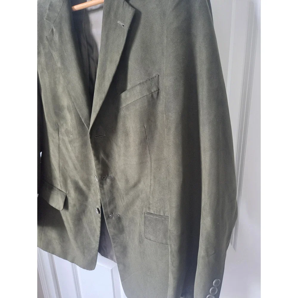 Mens Olive Green Faux Suede 3-Button Blazer Sport Coat 41R Derby Fall Preppy
